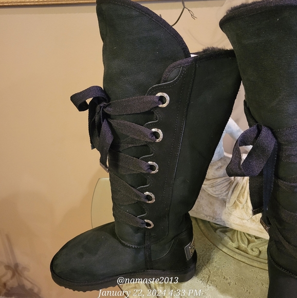 Australia Luxe Collective Bedouin X-Tall Suede Shearling Fur Lace Up Boots #704 - Picture 2 of 16